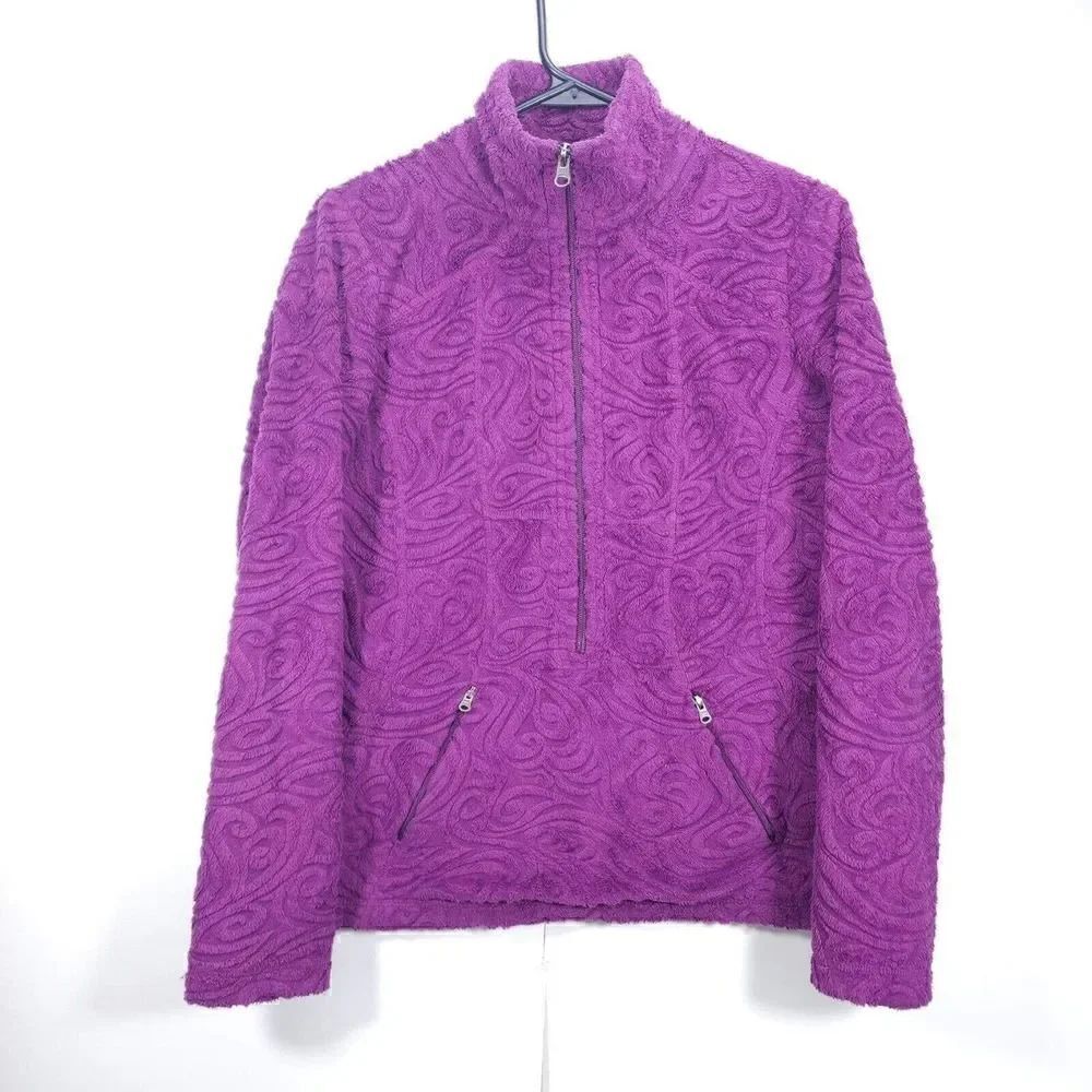 AthletaāWomen'sāXSāPlushĀ SwirlāPurpleā3/4āZipāTeddyāSherpaāPulloverāJacket